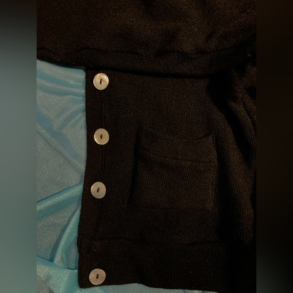 Sky Black Sweater Cardigan Cut Out Beautiful Design On The Back - Picture 4 of 6